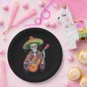 Cinco De Mayo Skeleton Skull Fiesta Guitar Pappteller (Party)