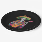 Cinco De Mayo Skeleton Skull Fiesta Guitar Pappteller (Schrägansicht)