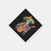 Cinco De Mayo Skeleton Skull Fiesta Guitar Serviette (Ecke)
