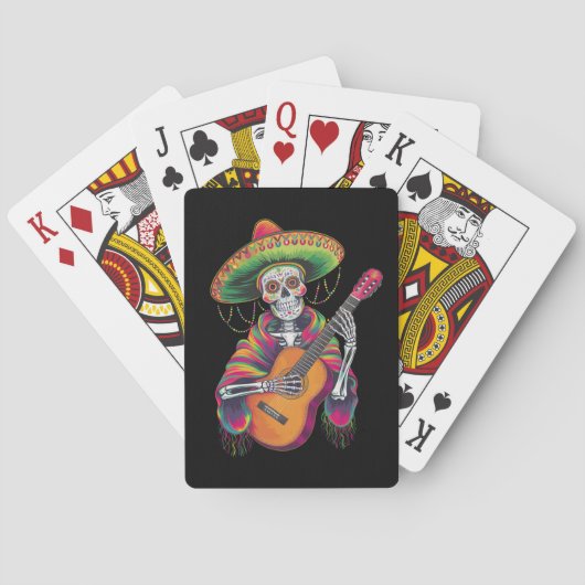 Cinco De Mayo Skeleton Skull Fiesta Guitar Spielkarten (Rückseite)