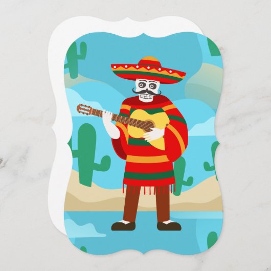 cinco de mayo skeletto einladung (Vorne/Hinten)