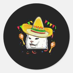 Cinco De Mayo Smudge Katze Mexikanischer Liebhaber Runder Aufkleber