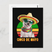 Cinco de Mayo Sombrero Chihuahua mit Sonnenbrille Postkarte (Vorne/Hinten)