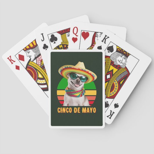 Cinco de Mayo Sombrero Chihuahua mit Sonnenbrille Spielkarten (Rückseite)
