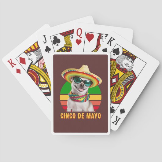 Cinco de Mayo Sombrero Chihuahua mit Sonnenbrille Spielkarten (Rückseite)