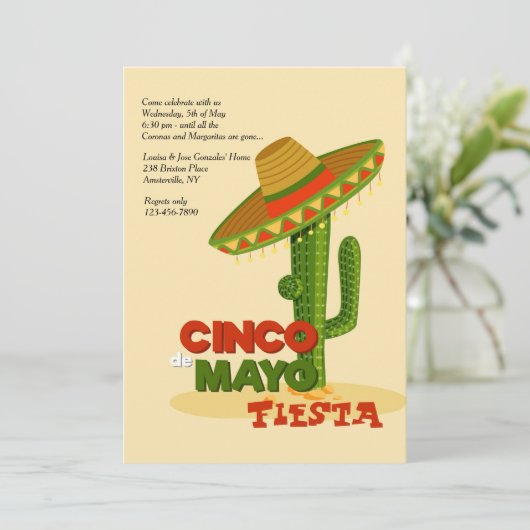 Cinco De Mayo Sombrero-Einladung Einladung (Stehend Vorderseite)