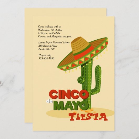 Cinco De Mayo Sombrero-Einladung Einladung (Vorne/Hinten)