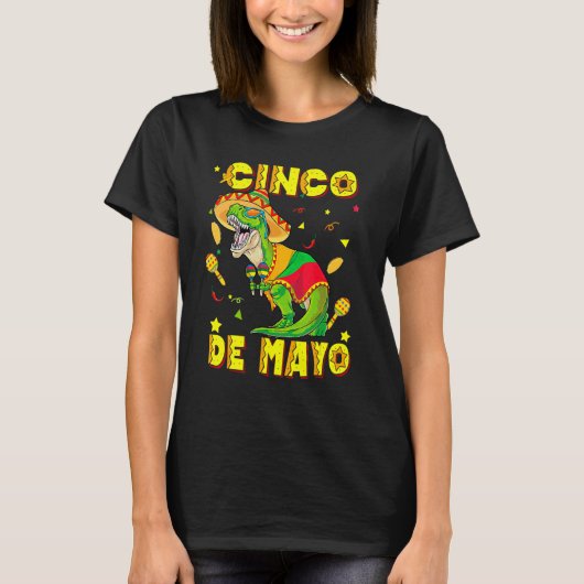 Cinco De Mayo Sombrero Tacosaurus T-Rex Dinosaur L T-Shirt (Vorderseite)