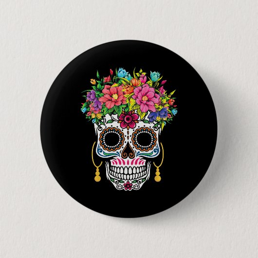 Cinco De Mayo Sugar Skull Dia De Los Muertos Day O Button (Vorderseite)