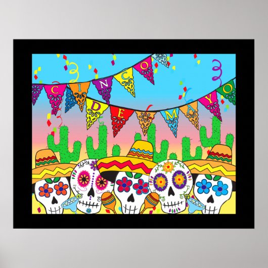 Cinco de Mayo Sugar Skull Print Poster (Vorne)