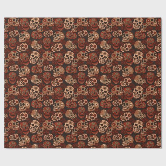Cinco de Mayo Sugar Skulls Rose Geschenkpapier (Flach)
