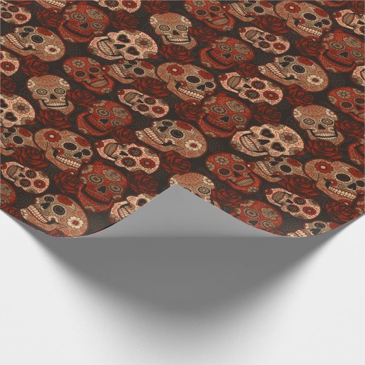 Cinco de Mayo Sugar Skulls Rose Geschenkpapier (Ecke)
