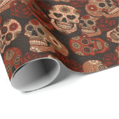 Cinco de Mayo Sugar Skulls Rose Geschenkpapier (Rolleneckpunkt)