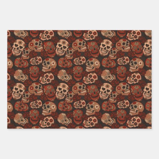 Cinco de Mayo Sugar Skulls Rose Geschenkpapier Set (Vorderseite)