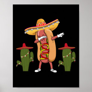 Cinco De Mayo T-Shirt Hot Dog Kaktus Tanzend Poster