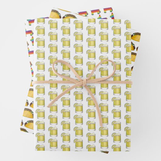 Cinco de Mayo Taco Margarita Piñata Fiesta Print Geschenkpapier Set (Beispiel)