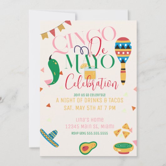 Cinco De Mayo Taco Party Einladung (Vorderseite)
