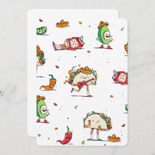 cinco de mayo tacos kawaii einladung (Vorne/Hinten)