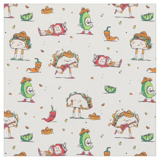 cinco de mayo tacos kawaii stoff (Nahaufnahme)
