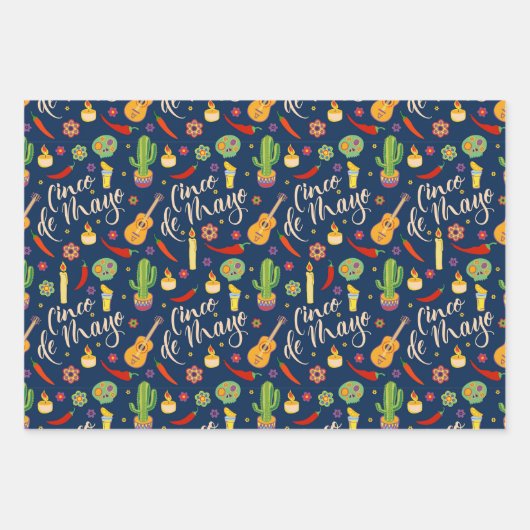 Cinco de Mayo Wrapping Paper Set 3 Geschenkpapier Set (Vorderseite)