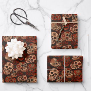 Cinco de Mayo Zucker Schädel Rosen  Geschenkpapier Set