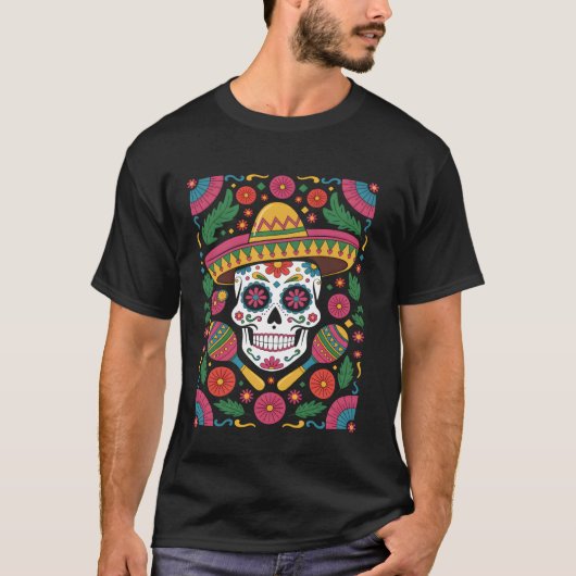 Cinco de Mayo Zucker-Schädel T-Shirt (Vorderseite)