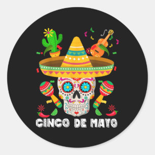 Cinco De Mayo Zuckerschädel 5 De Mayo Mexikanische Runder Aufkleber