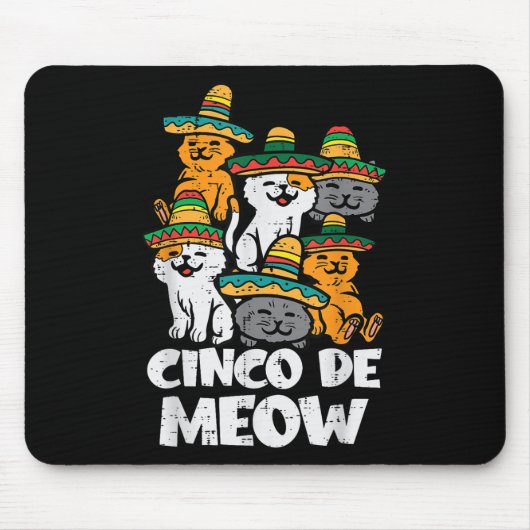 Cinco De Meow Cats Kitten Niedlich Cinco De Mayo W Mousepad (Vorne)