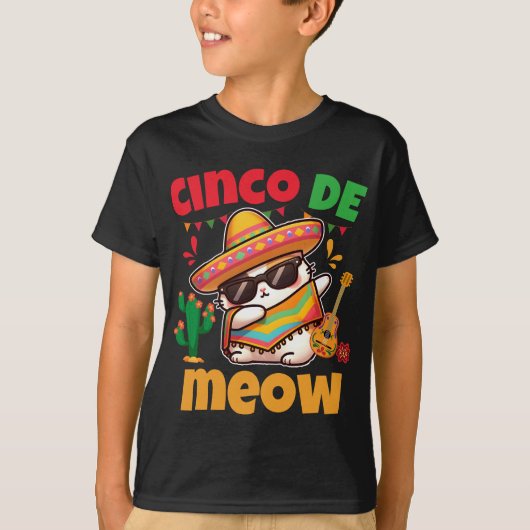 Cinco De Meow Dabbing Cat Lover Mexican Fiesta T-Shirt (Vorderseite)