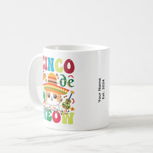 Cinco De Meow | Funny mexican Cat Cinco De Mayo Kaffeetasse (Vorderseite Links)