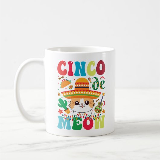 Cinco De Meow | Funny mexican Cat Cinco De Mayo Kaffeetasse (Links)