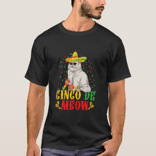 Cinco De Meow Funnycinco De Mayo Cat Sombrero Mexi T-Shirt