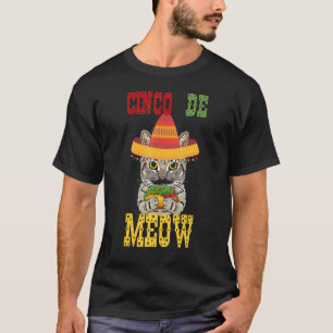 Cinco De Meow Katze isst Taco Wortspiel Cinco De T-Shirt