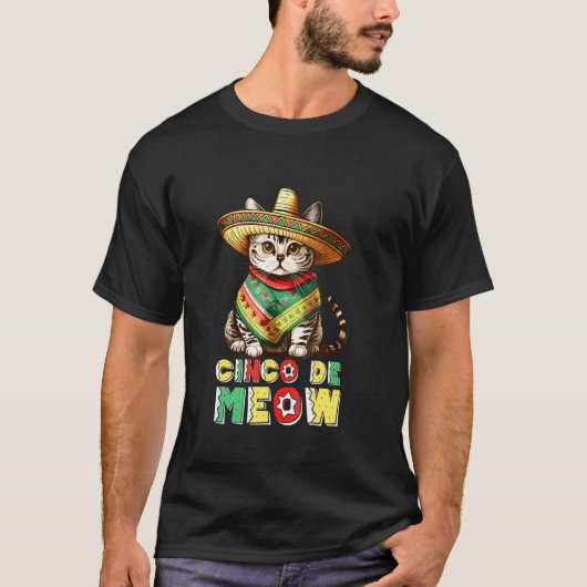 Cinco De Meow Katze Sombrero Poncho Cinco De Mayo T-Shirt (Vorderseite)