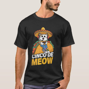 Cinco de Meow Lustige Katze Gamer Taco Fiesta Humo T-Shirt