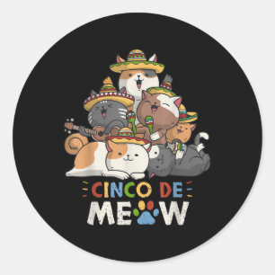 Cinco De Meow Mariachi Cat Lover Cinco De Mayo Runder Aufkleber
