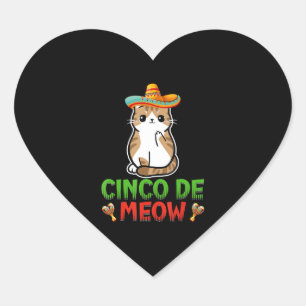 Cinco De Meow Niedlich Cinco De Mayo Sombrero Cat Herz-Aufkleber