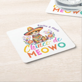 Cinco De Meowo Niedlich Cat Fiesta Party Custom Rechteckiger Pappuntersetzer