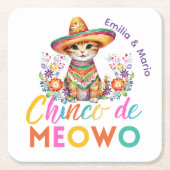 Cinco De Meowo Niedlich Cat Fiesta Party Custom Rechteckiger Pappuntersetzer (Vorderseite)