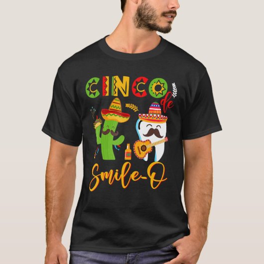 Cinco De Smile O Funny Guitar Tooth Catus Tacos Ma T-Shirt (Vorderseite)