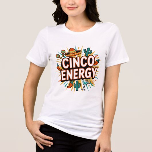 Cinco Energy Fiesta Retro T-Shirt Tri-Blend Shirt (Vorderseite)
