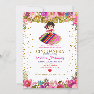CINCOAÑERA Royal Pink Mexican Girl Einladung