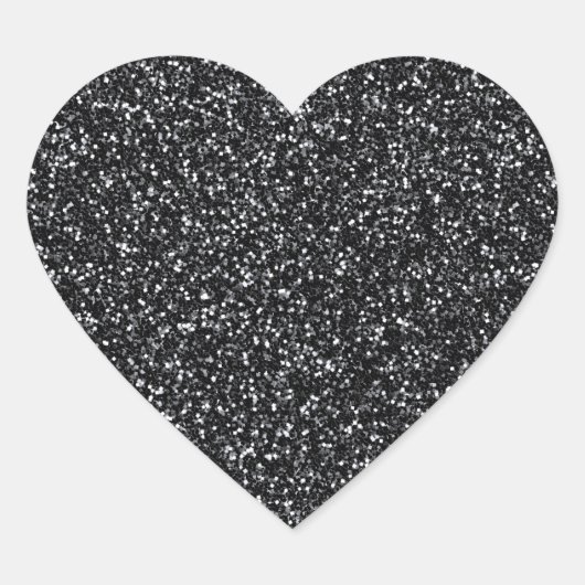 Cinder Black Glitzer Herz-Aufkleber (Vorderseite)