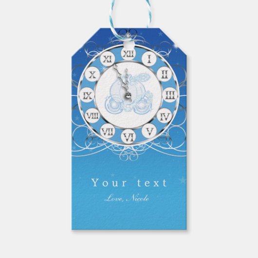 Cinderella Almost Midnight Silver & Blue Party Geschenkanhänger (Vorderseite)