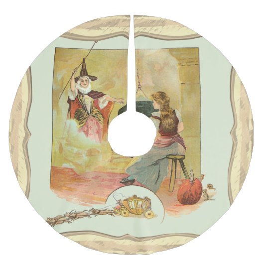 Cinderella And Her Fairy God Mother Polyester Weihnachtsbaumdecke (Vorderseite)