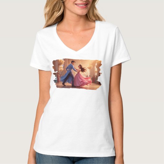 Cinderella and Prince Dancing – Enchanted Ballroom T-Shirt (Vorderseite)