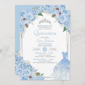 Cinderella Baby Blue Glamour Quinceanera Einladung (Vorne/Hinten)