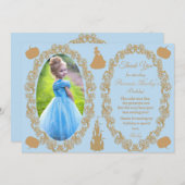 Cinderella Birthday Party Foto Vielen Dank Einladung (Vorne/Hinten)