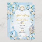 Cinderella Blue Fairytale Princess 16 . Geburtstag Einladung (Vorne/Hinten)