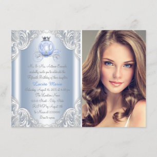 Cinderella Blue Princess Birthday Einladung